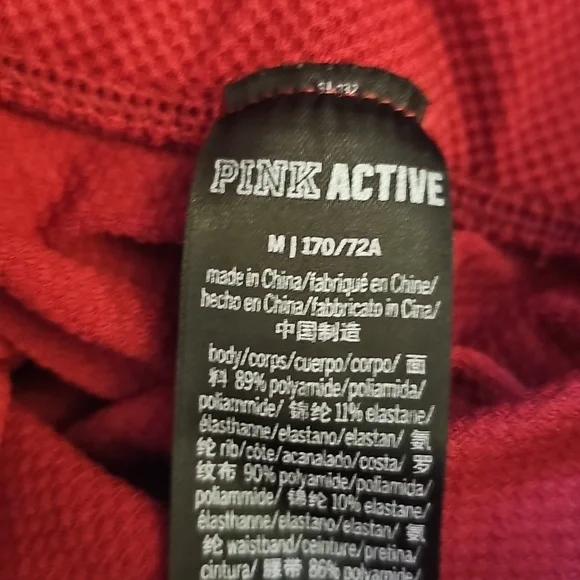 PINK Victoria's Secret Red & PINK Leggings Size M - Picture 3 of 5